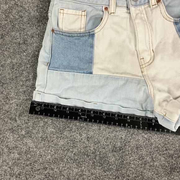 PacSun Mom Shorts Womens Size 24 Light Wash Patchwork Denim High Rise Cuffed - Picture 3 of 10